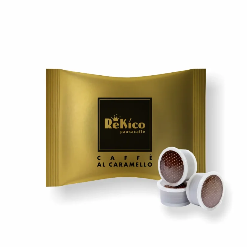 Rekico capsule point de cafea Caramel 50 buc. – detaliu ambalaj
