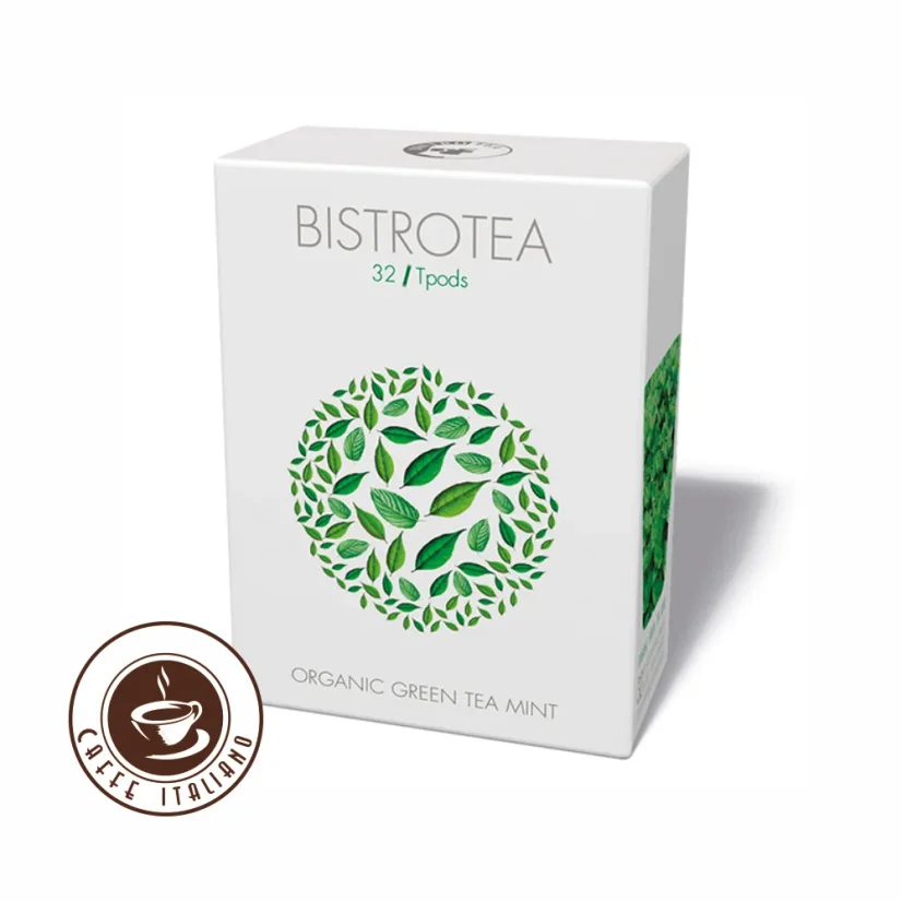 Ceai verde Bistrotea Mentă 32xTpod – detaliu ambalaj Ceai verde Bistrotea Mentă 32xTpod – detaliu ambalaj