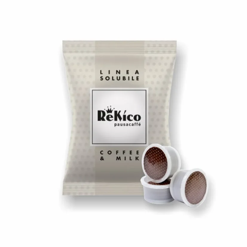 Rekico capsule point de cafea cu lapte 50 buc. – detaliu ambalaj