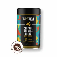 Cafea măcinată Tostini Coffee America 250g cutie – detaliu ambalaj Cafea măcinată Tostini Coffee America 250g cutie – detaliu ambalaj