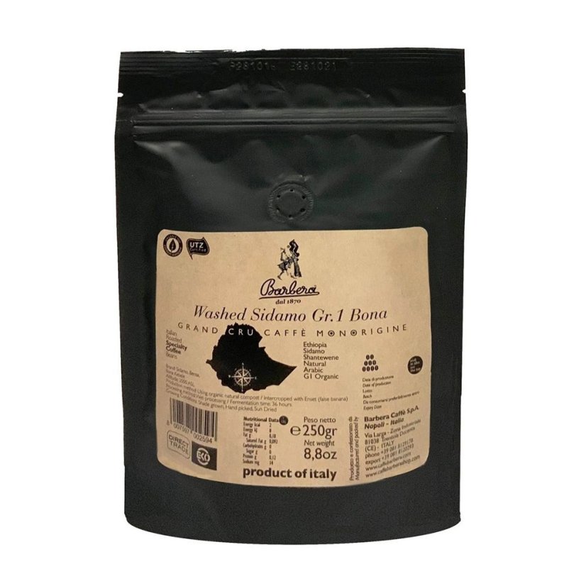 Barbera Washed Sidamo Gr.1 Bona cafea boabe 250g Barbera Washed Sidamo Gr.1 Bona cafea boabe 250g