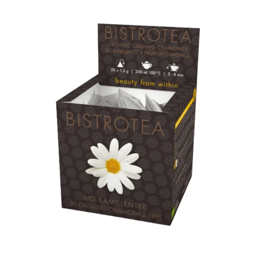 Bistrotea Tipis Mușețel - ceai de plante BIO 50 buc. (1,5g) – vedere laterală