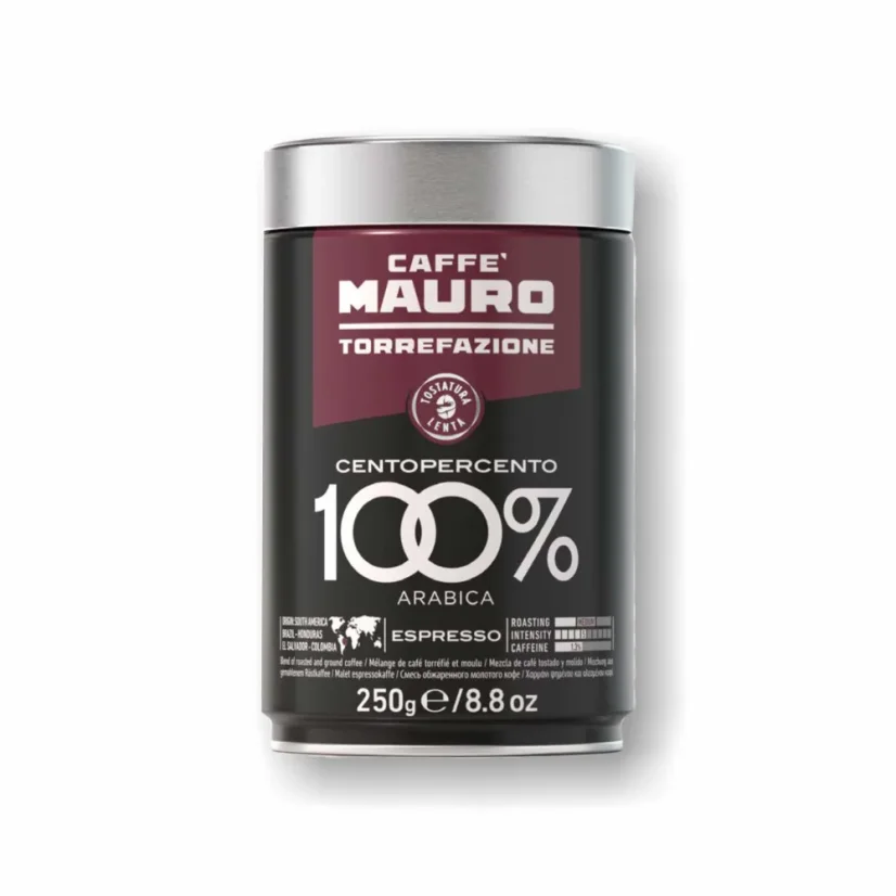 Mauro Centopercento 100 % Arabica cafea măcinată în cutie metalică 250 g
