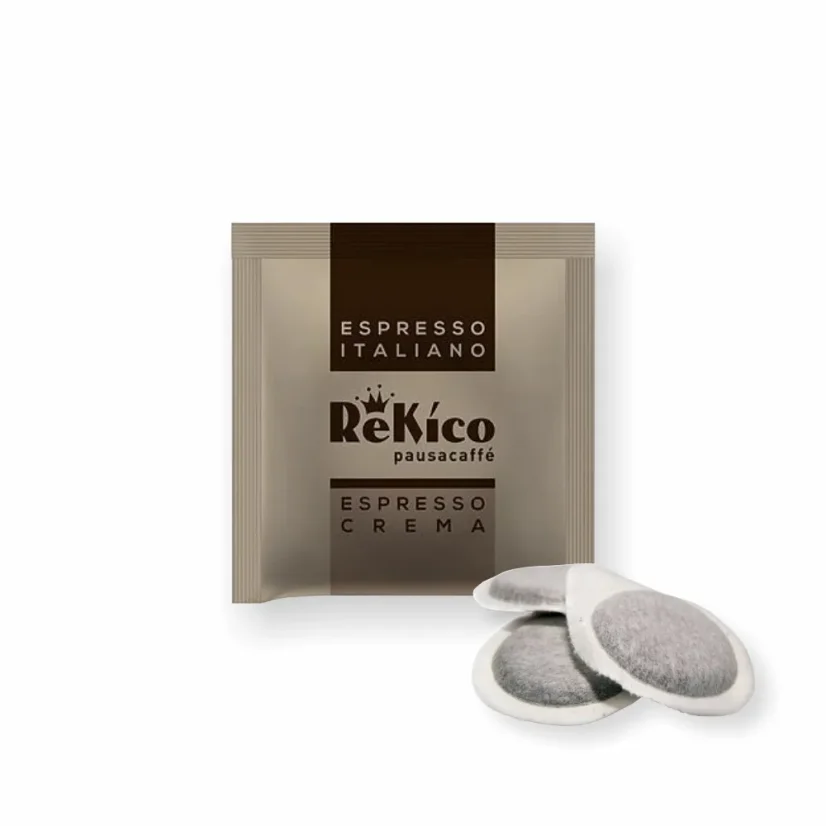 Rekico ESPRESSO CREMA e.s.e. paduri 100 buc. – detaliu ambalaj