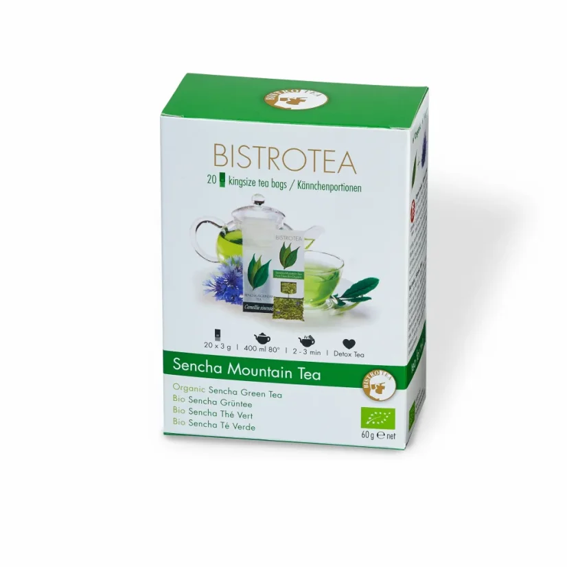 Bistrotea Kingsize Ceai verde Bio - ceai fin Sencha Mountain 20xTpod/3g Bistrotea Kingsize Ceai verde Bio - ceai fin Sencha Mountain 20xTpod/3g