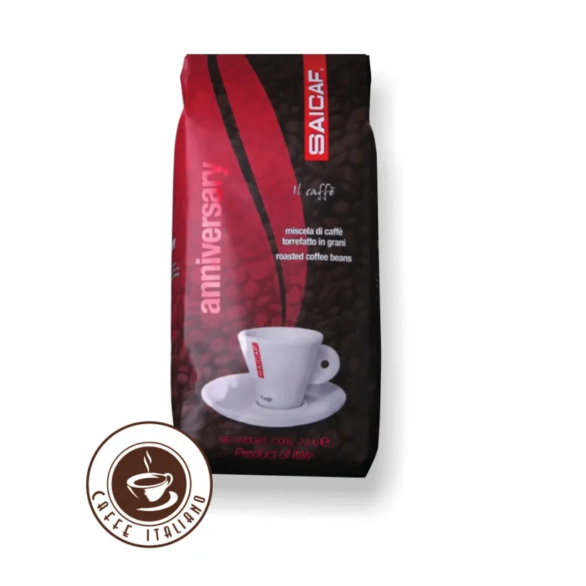 Saicaf Anniversary Rosso - Talianska cafea boabe 1kg – detaliu ambalaj