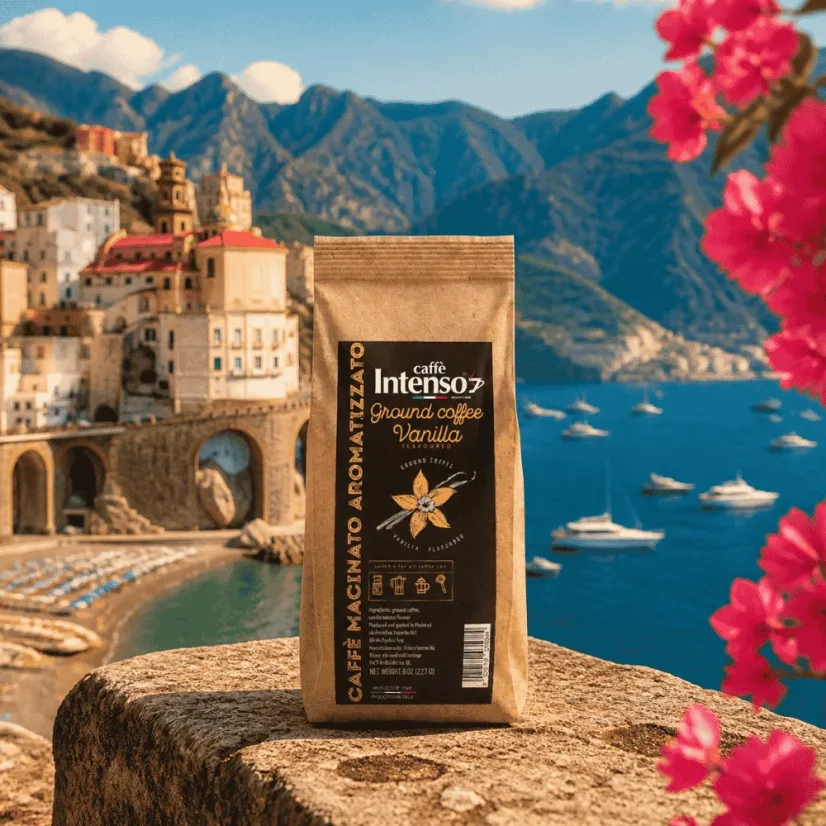 Caffe Intenso Vanilla cafea măcinată 250g – detaliu produs