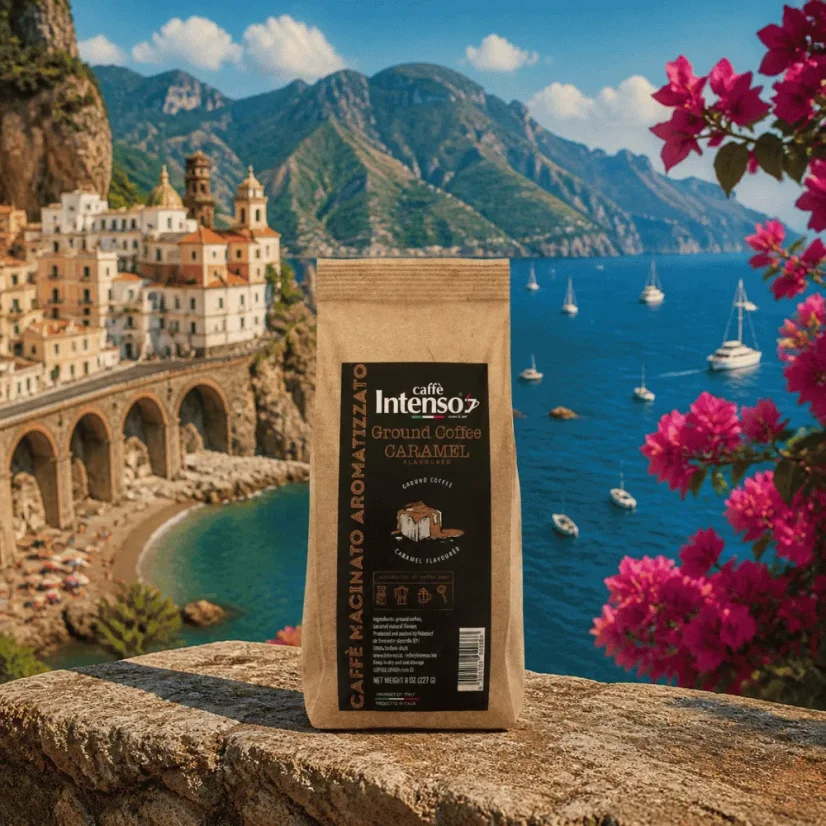 Caffe Intenso Caramel cafea măcinată 250g – detaliu produs