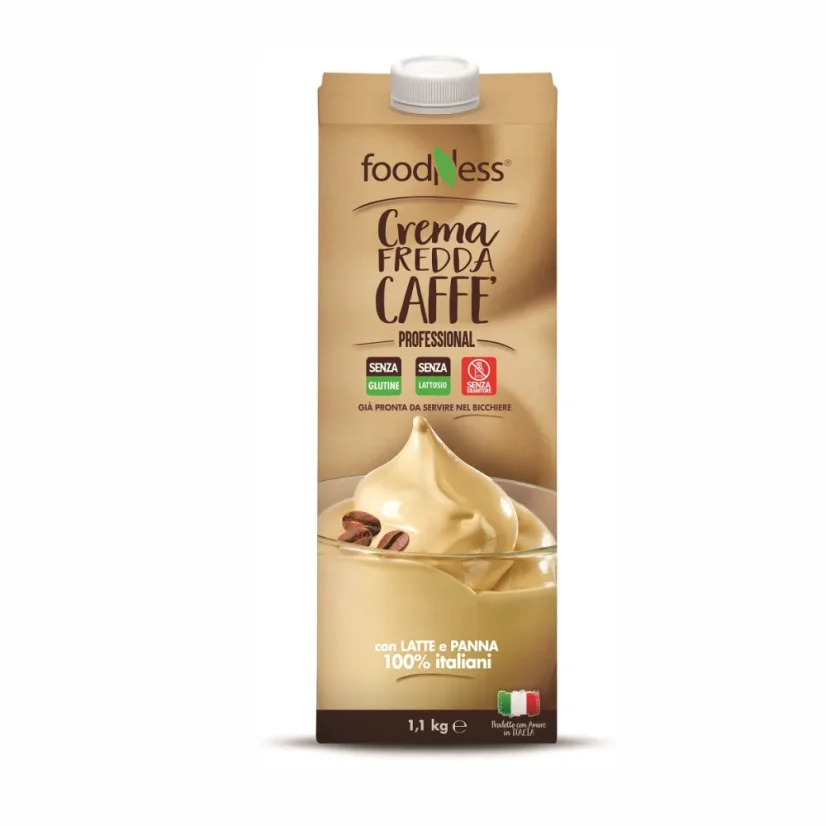 Cremă rece de cafea cu lapte 1l – detaliu ambalaj Cremă rece de cafea cu lapte 1l – detaliu ambalaj