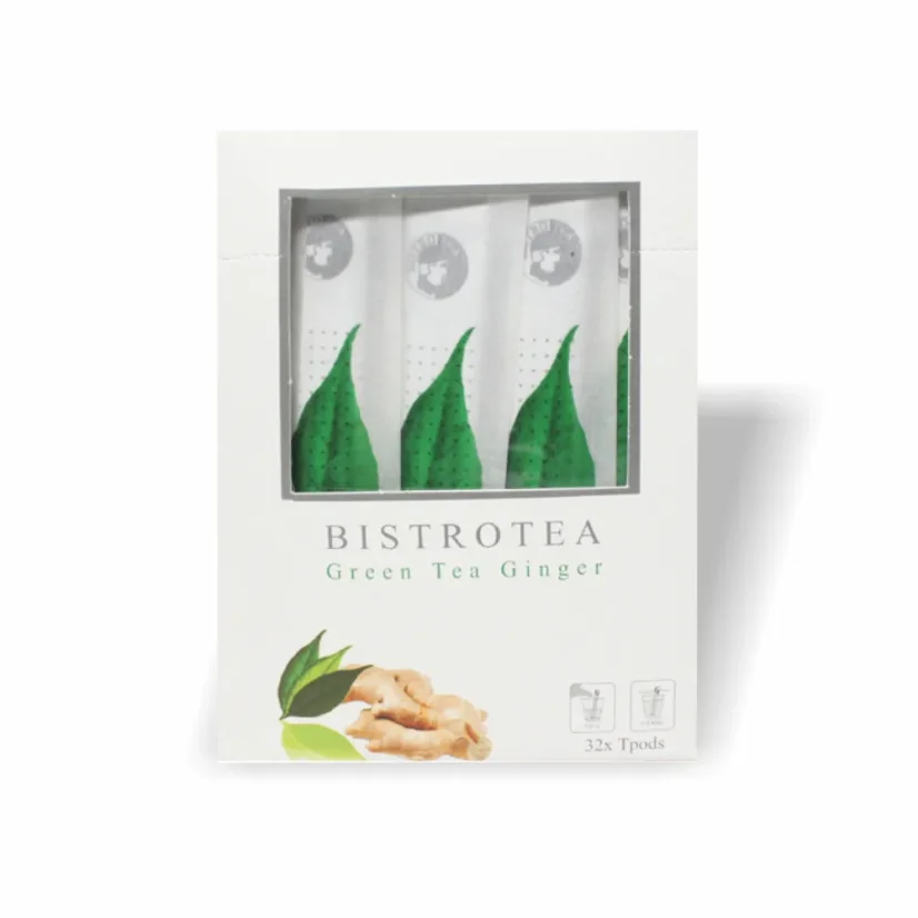 Ceai verde Bistrotea Ghimbir 32xTpod – detaliu ambalaj Ceai verde Bistrotea Ghimbir 32xTpod – detaliu ambalaj