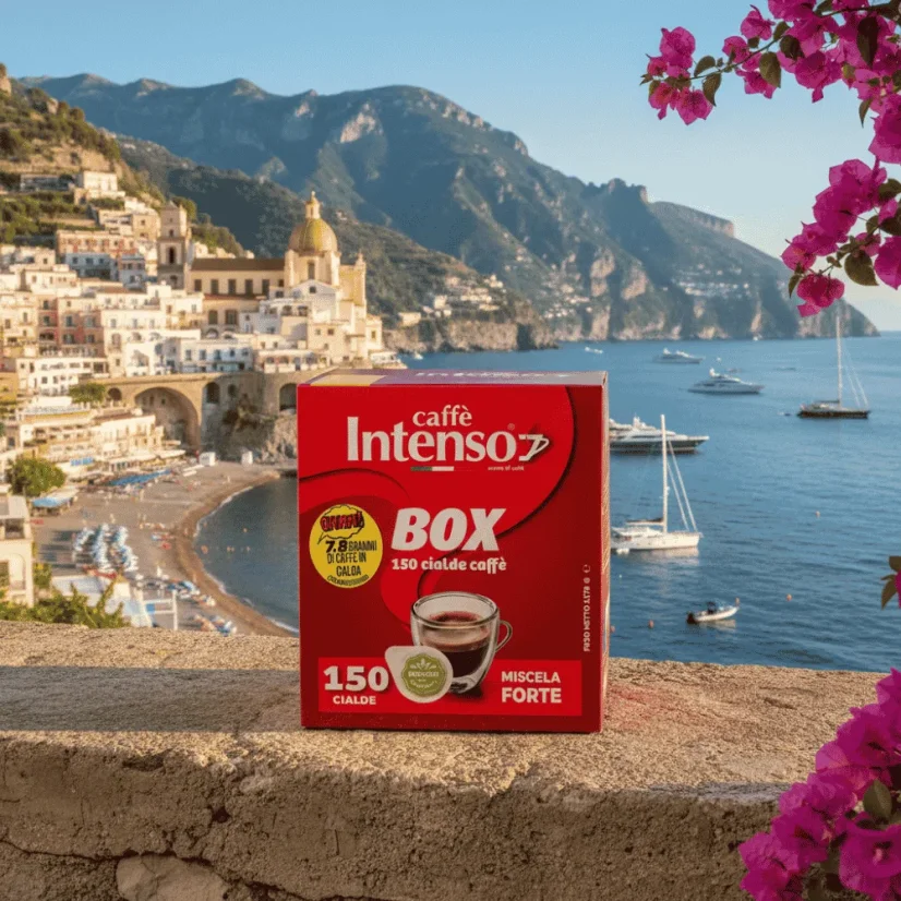 Caffe Intenso Miscela Forte paduri ESE 150 buc. – detaliu ambalaj