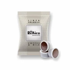 Rekico capsule point de cafea cu lapte 50 buc. – detaliu ambalaj Rekico capsule point de cafea cu lapte 50 buc. – detaliu ambalaj